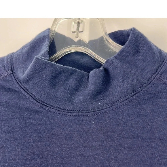 Figs Merino Wool Mock Neck Pull-On Underscrub Top Long Sleeve Size M Navy Blue - Picture 4 of 9